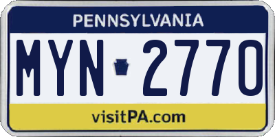 PA license plate MYN2770