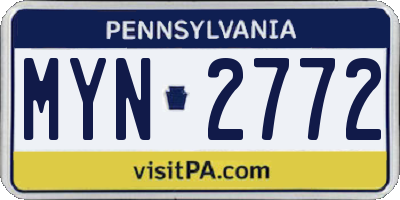PA license plate MYN2772