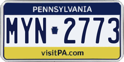 PA license plate MYN2773