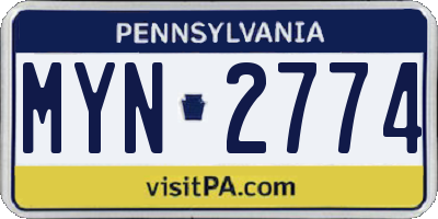 PA license plate MYN2774