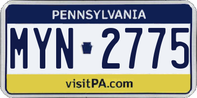 PA license plate MYN2775