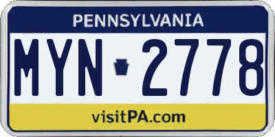 PA license plate MYN2778