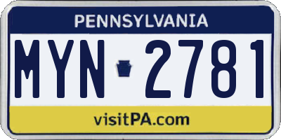 PA license plate MYN2781
