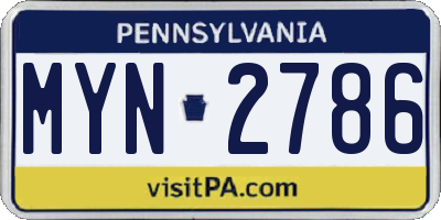 PA license plate MYN2786