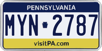 PA license plate MYN2787