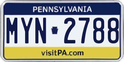 PA license plate MYN2788