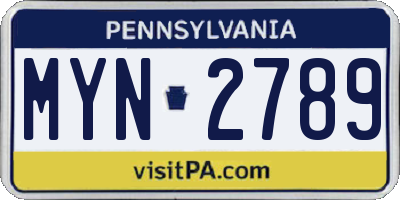 PA license plate MYN2789