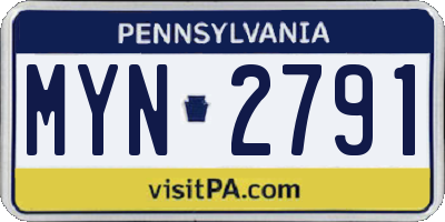 PA license plate MYN2791