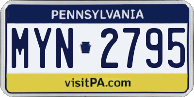 PA license plate MYN2795