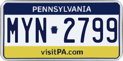 PA license plate MYN2799