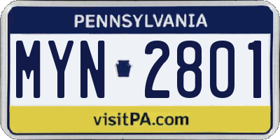 PA license plate MYN2801