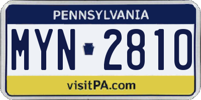 PA license plate MYN2810