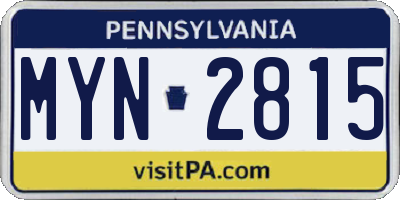 PA license plate MYN2815