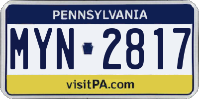 PA license plate MYN2817