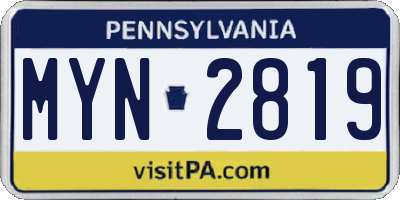 PA license plate MYN2819