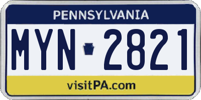 PA license plate MYN2821