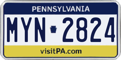 PA license plate MYN2824