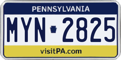 PA license plate MYN2825