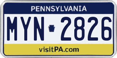 PA license plate MYN2826
