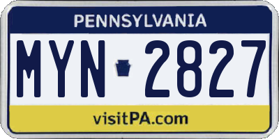 PA license plate MYN2827