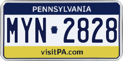 PA license plate MYN2828