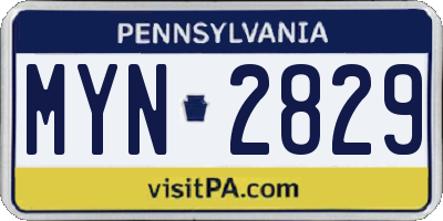 PA license plate MYN2829