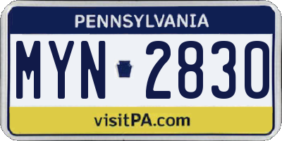 PA license plate MYN2830