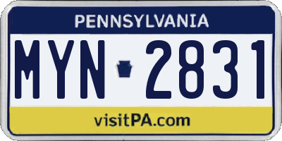 PA license plate MYN2831
