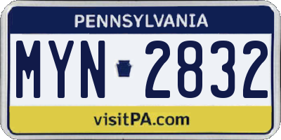 PA license plate MYN2832