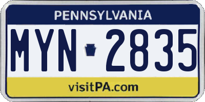 PA license plate MYN2835