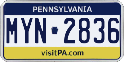 PA license plate MYN2836