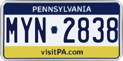 PA license plate MYN2838