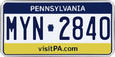 PA license plate MYN2840