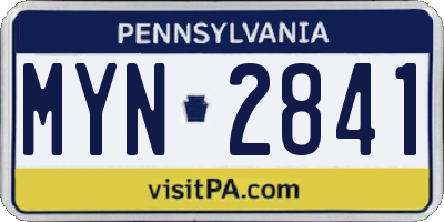 PA license plate MYN2841