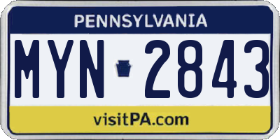PA license plate MYN2843