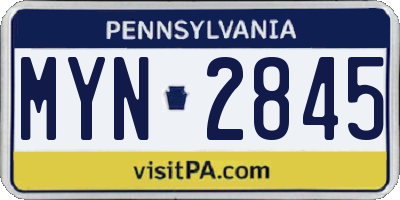 PA license plate MYN2845