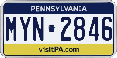 PA license plate MYN2846