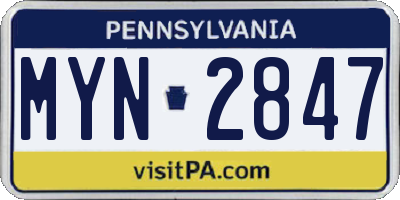 PA license plate MYN2847