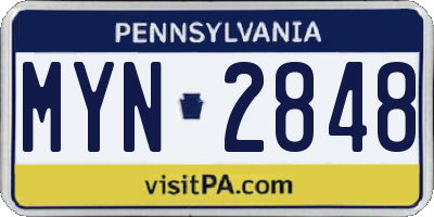 PA license plate MYN2848