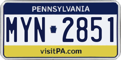 PA license plate MYN2851