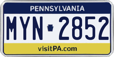 PA license plate MYN2852