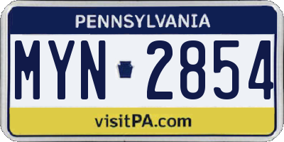 PA license plate MYN2854