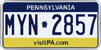 PA license plate MYN2857