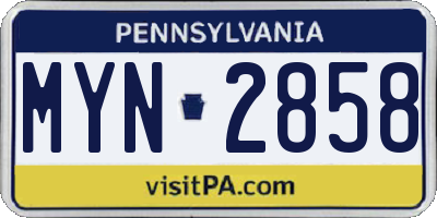 PA license plate MYN2858