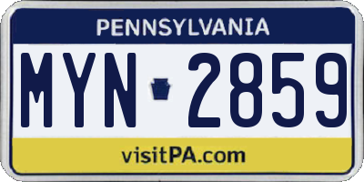PA license plate MYN2859