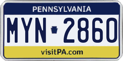 PA license plate MYN2860