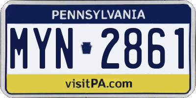 PA license plate MYN2861