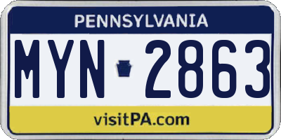 PA license plate MYN2863