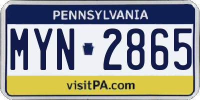 PA license plate MYN2865