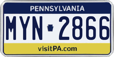 PA license plate MYN2866